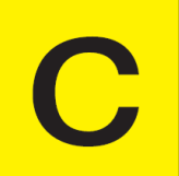 A letter C displayed vertically in black against a yellow background indicating the location of the air traffic services reporting office